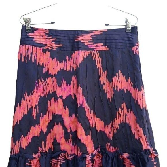 Etcetera Silk Lightening Ruffled Flounce Hem Pintuck Cumberbun Skirt Sz 8 - Picture 7 of 10